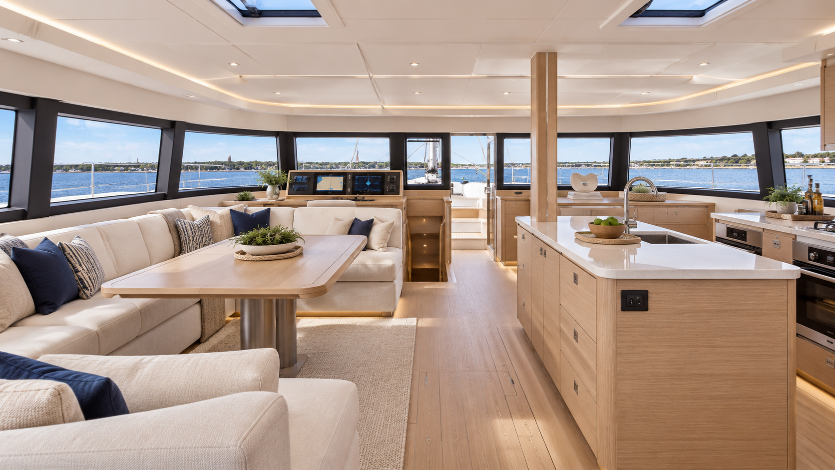 Salon and galley aboard HALE YEAH